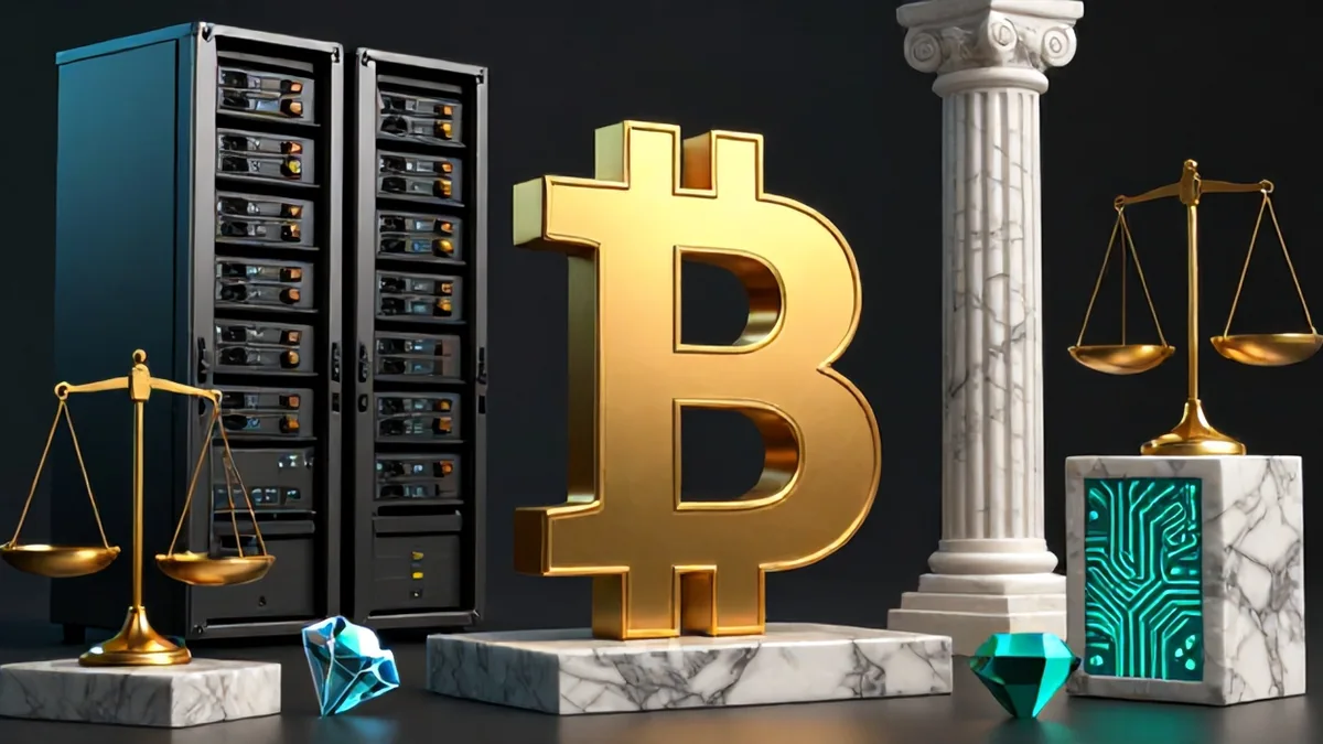 Editorial illustration of a high-tech data center interwoven with glowing fiber optic data streams and institutional venture capital ledgers