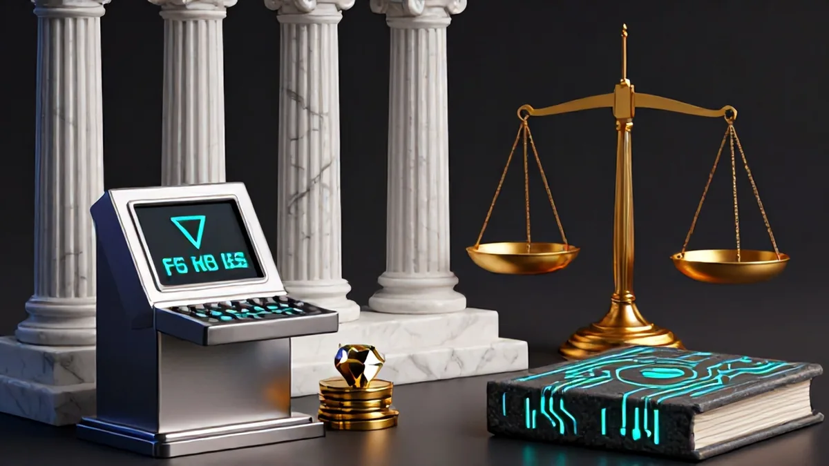 Editorial illustration depicting a massive digital betting chart overlapping with neoclassical Capitol Hill architecture and glowing Bitcoin symbols