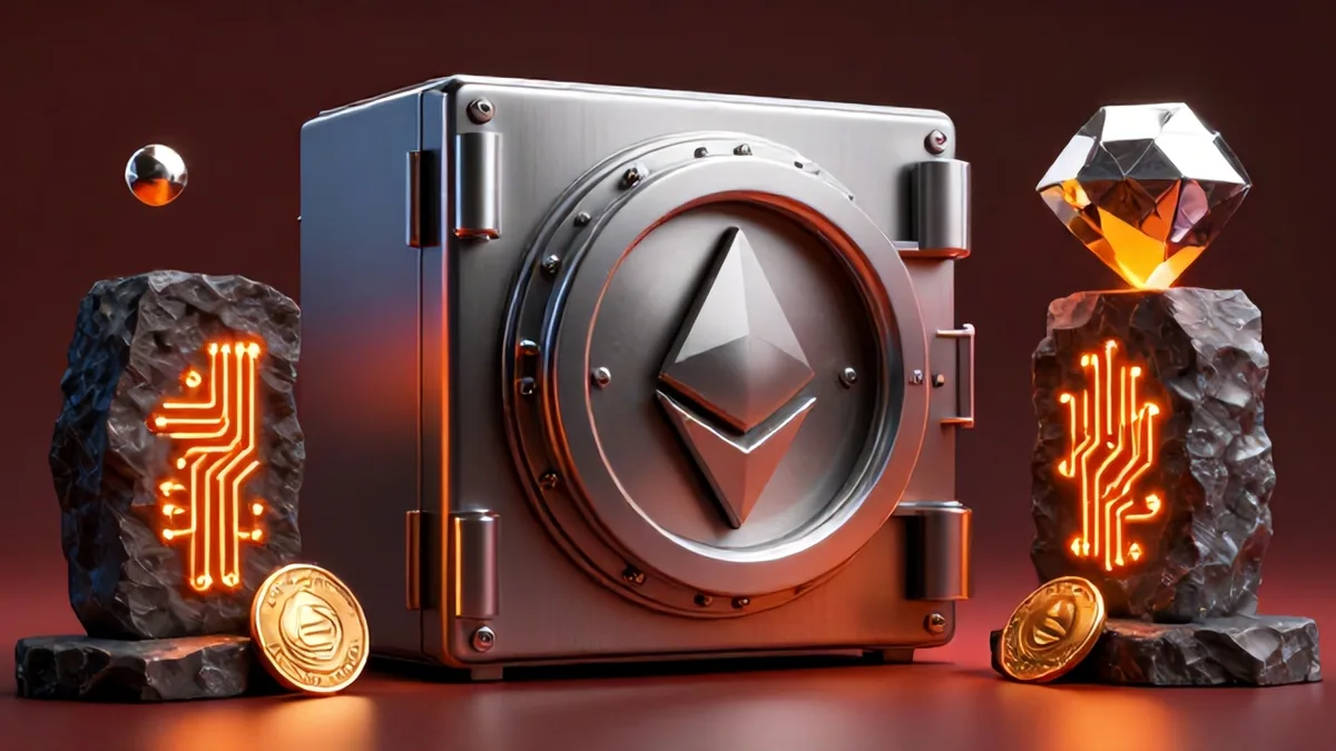 A massive digital vault shield under intense cryptographic stress as fractured orange neon lines represent Bitcoin support levels against deep crimson outflows.