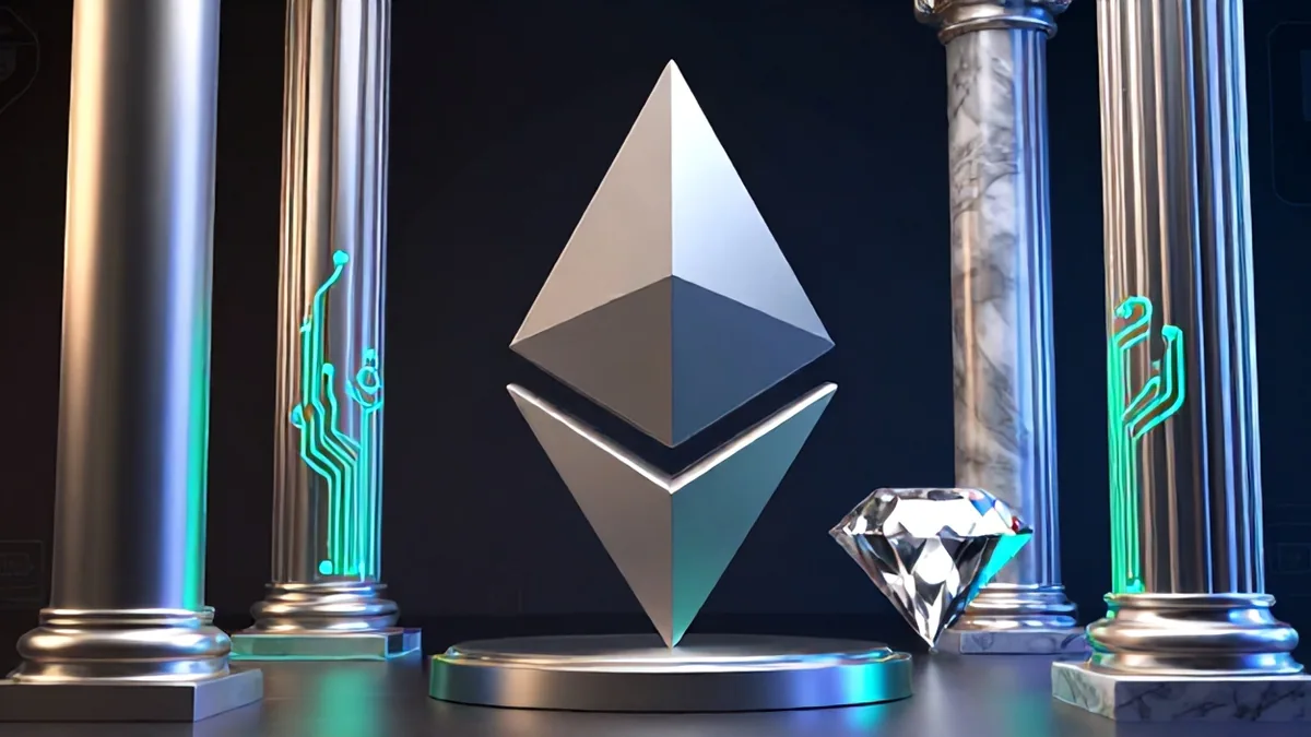 A towering matte titanium pillar intersecting with glowing turquoise digital charts against a dark chiaroscuro studio backdrop
