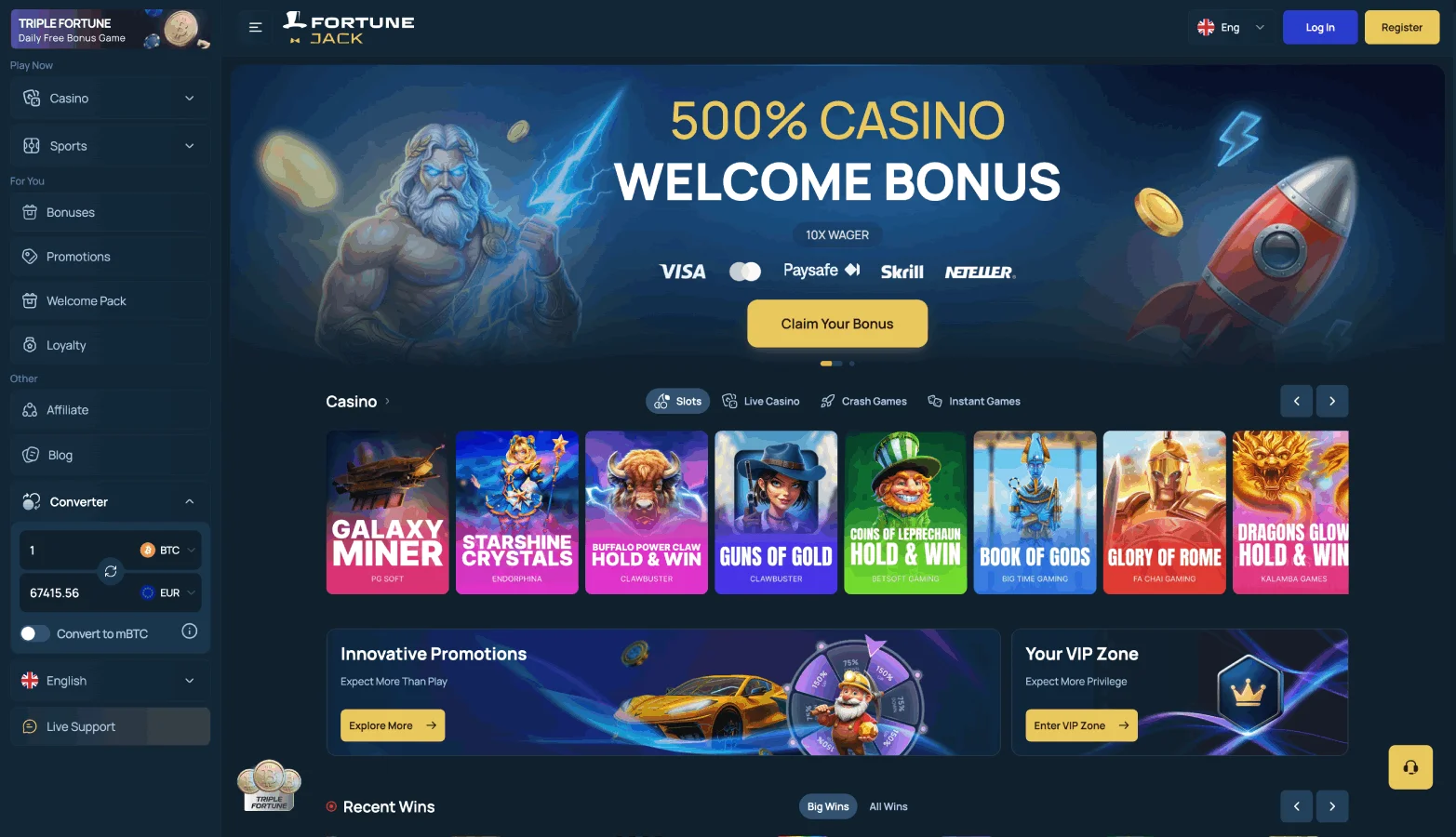 FortuneJack Provably Fair Interface