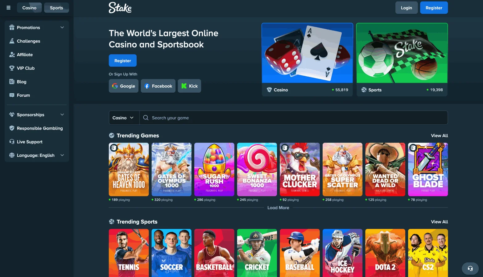 Stake.com Platform Interface