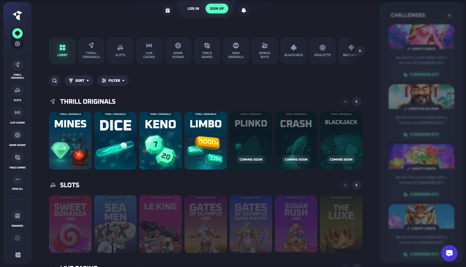 Thrill.com Modern Web3 Casino