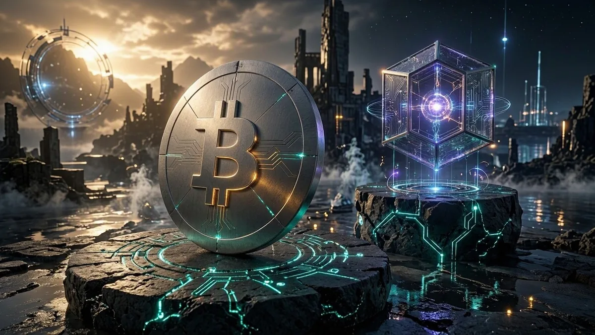 Editorial illustration of glowing quantum-resistant cryptographic keys shattering under artificial intelligence neural networks