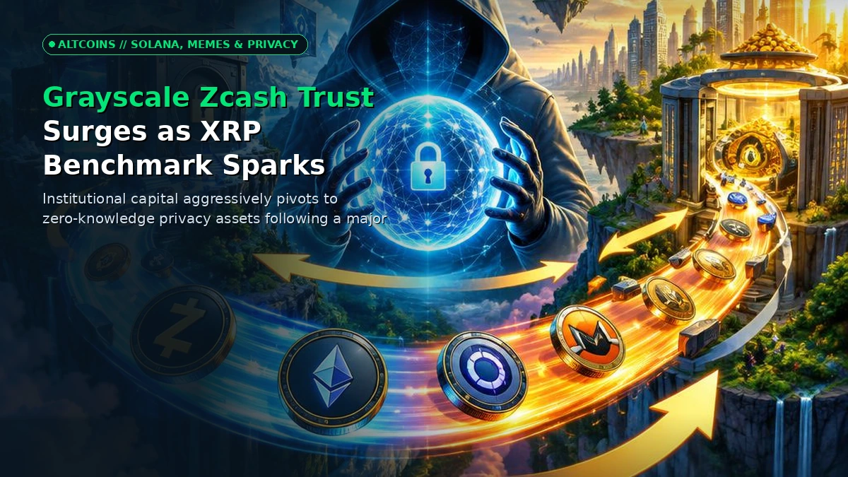 Digital visualization of Zcash tokens and institutional capital flowing through privacy-preserving shielded pools with cryptographic overlays
