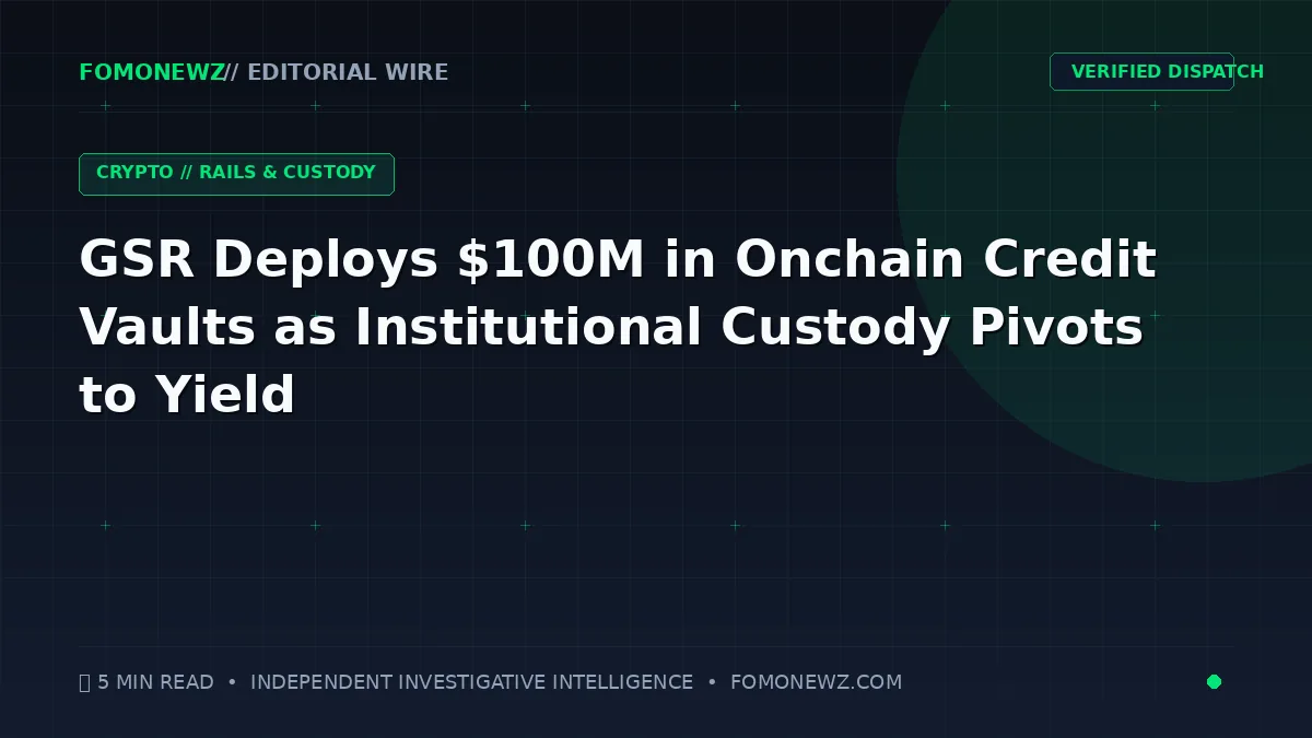 Abstract visualization of a $100 million tokenized credit vault bridging traditional prime brokerage with onchain markets