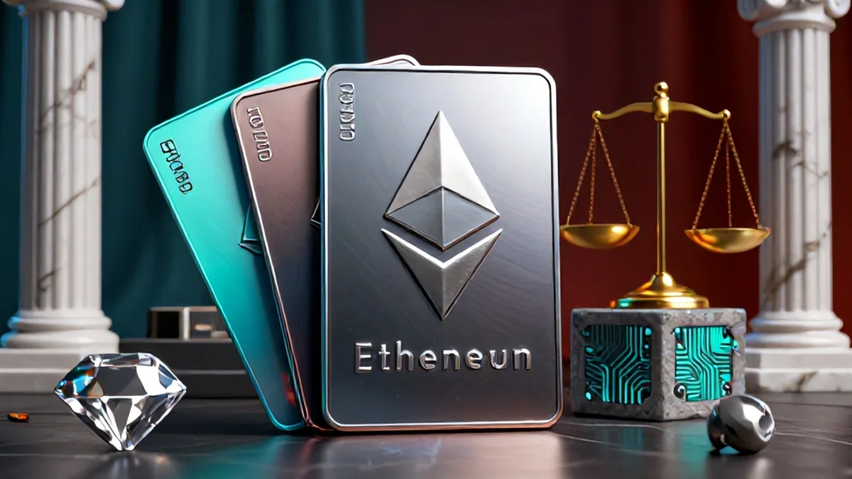 Editorial concept art showing massive digital currency vaults and glowing blockchain ledgers freezing token flows
