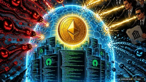 CoinTelegraph-style comic editorial illustration for Altcoins & DeFi: Vitalik Buterin Counters AI Cyber Threats With Formal Code Verification