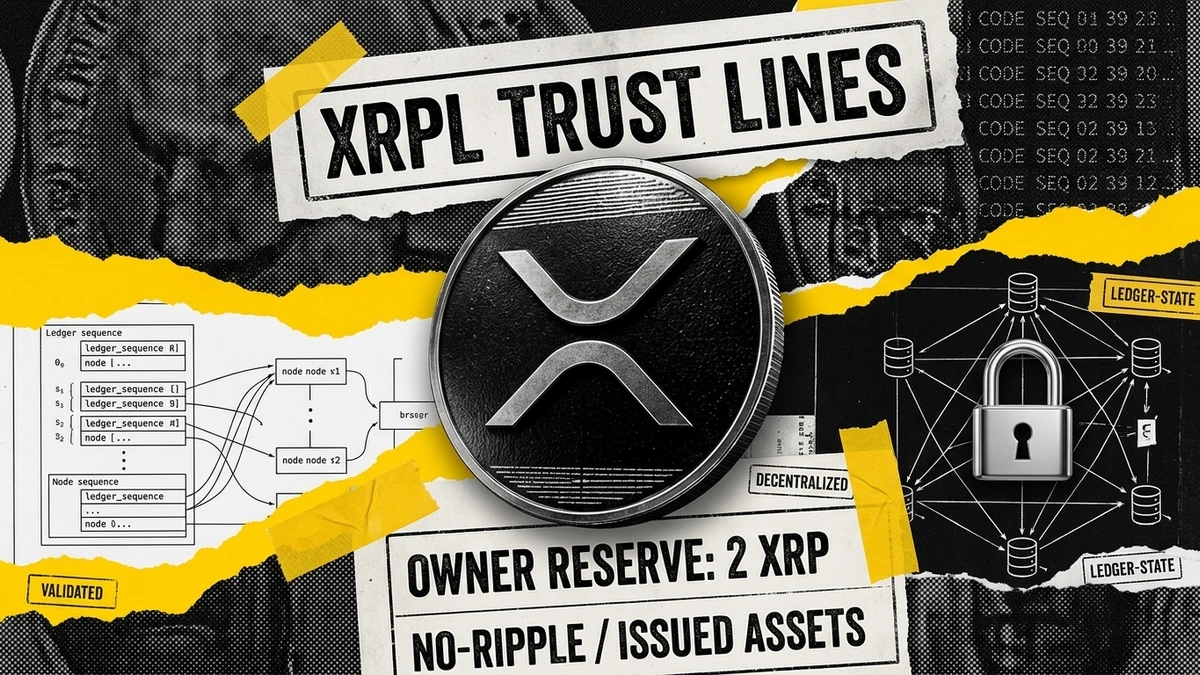 Cryptographic trustline configuration matrix showing XRP reserve balances, issuer accounts and authorized token channels